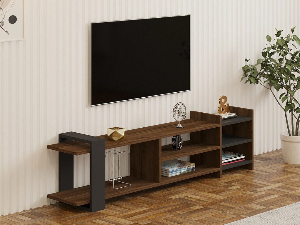 TV stolík/skrinka Zephir (orech + antracit). Akcia -17%. Vlastná spoľahlivá doprava až k Vám domov. 1088868