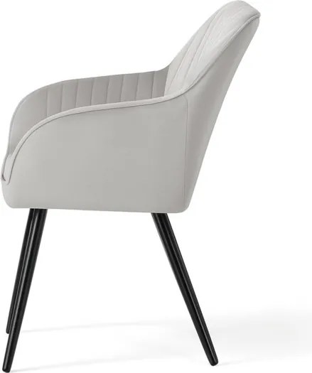 Sada štyroch jedálenských stoličiek FLORENCE zamatové, sivé / čierne nohy (4 ks)