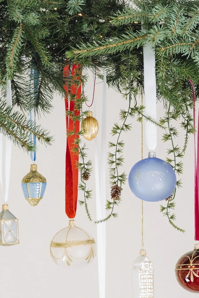 Bella Rose Sklenená vianočná ozdoba Guľa Svetlomodrá Mat Hviezda