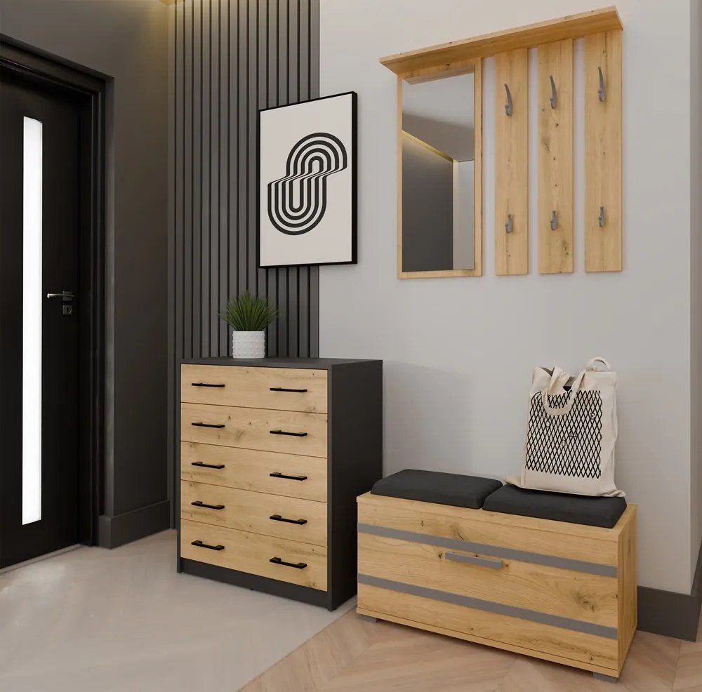 Botník ALEX 74 cm antracitový/dub artisan