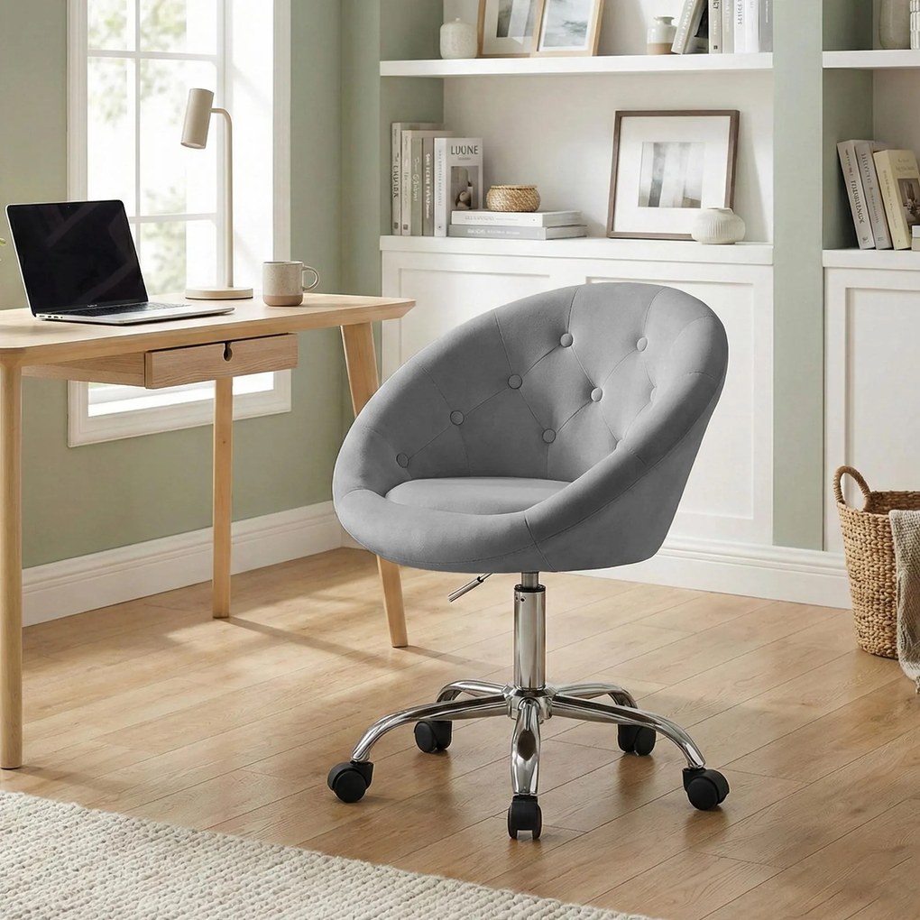 Pracovná stolička London zamat - sivá
