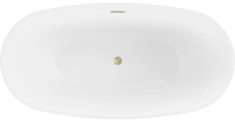 Mexen Eris, voľne stojaca vaňa 180 x 80 cm, biela-čierna, zlatý matný prepad, 53441808075-55