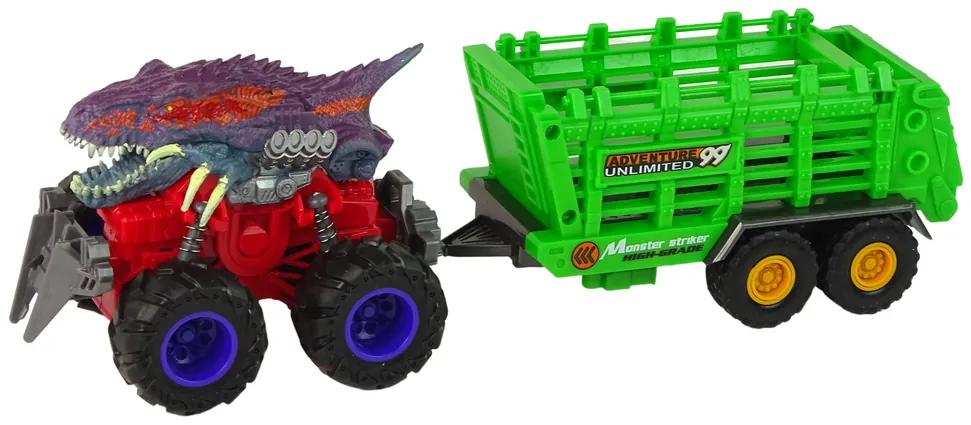 Lean Toys Súprava veľkého terénneho vozidla s prívesom + 4 Dinosaury