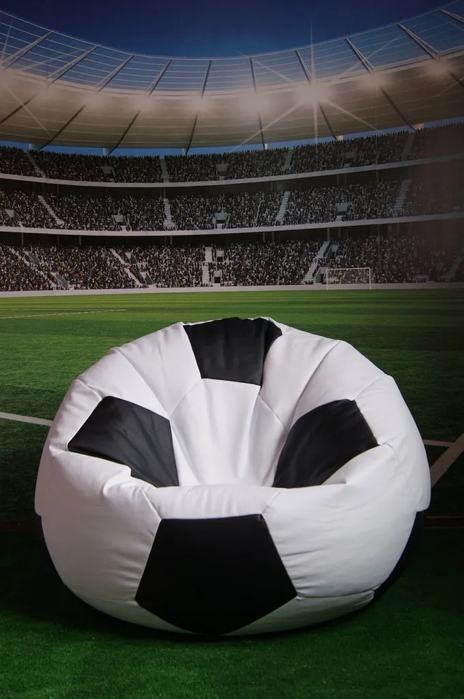 JAKS Sedací vak futbalová lopta s podnožkou bielo čierny
