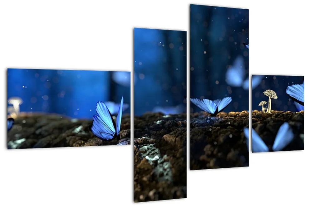 Obraz - modrí motýle