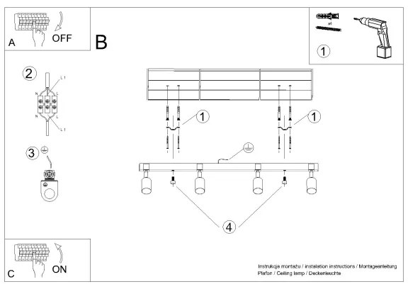 Sollux SL.1346 - Bodové svietidlo FAGER 4xGU10/10W/230V čierna