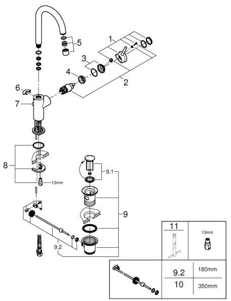 GROHE 23783000 - Umývadlová batéria START CLASSIC 311 mm lesklý chróm