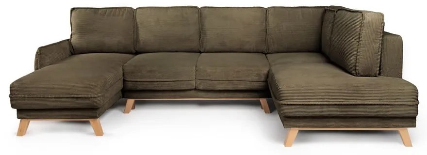 Zelená menčestrová rozkladacia rohová pohovka (pravý roh/do tvaru "U") Tori – Bonami Selection