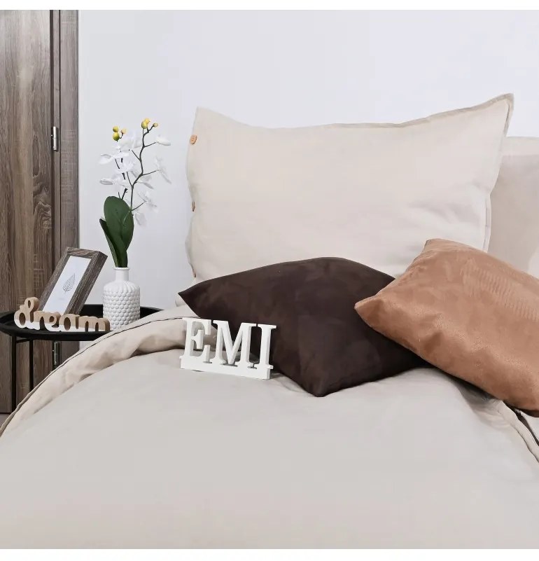 Ľanové obliečky Natur hnedé EMI, Štandardný set jednolôžko obsahuje 1x 140x200 + 1x 70x90