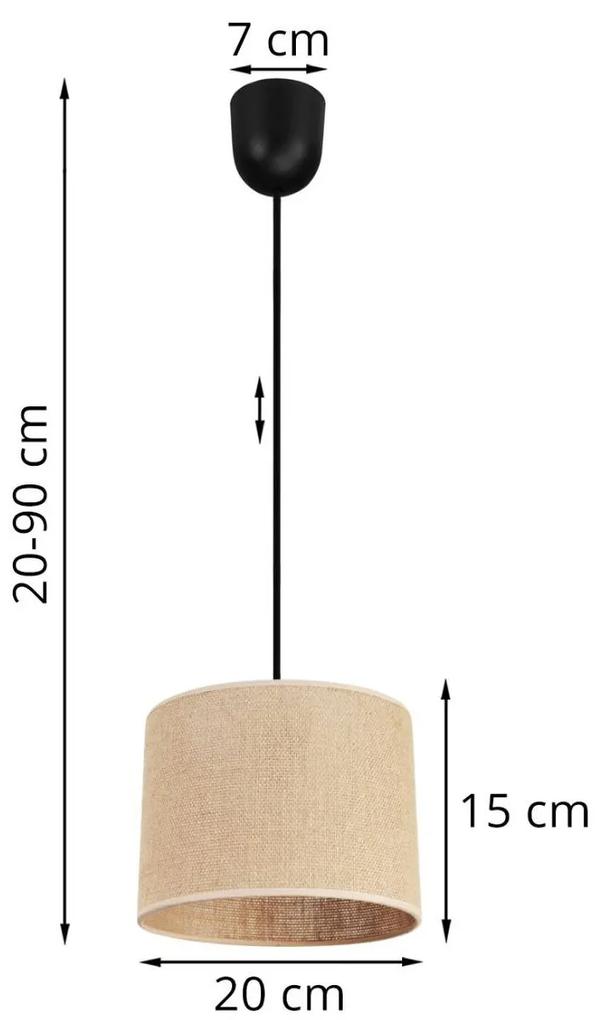 Závesné svietidlo JUTA, 1x jutové tienidlo, (výber z 2 farieb konštrukcie), LP