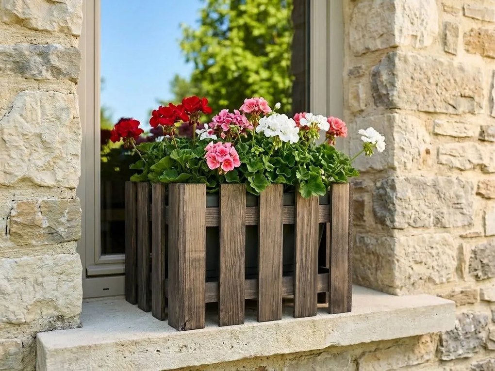 AMADEA Drevený obal na kvetináč tmavý, 37x37x30cm Český výrobok