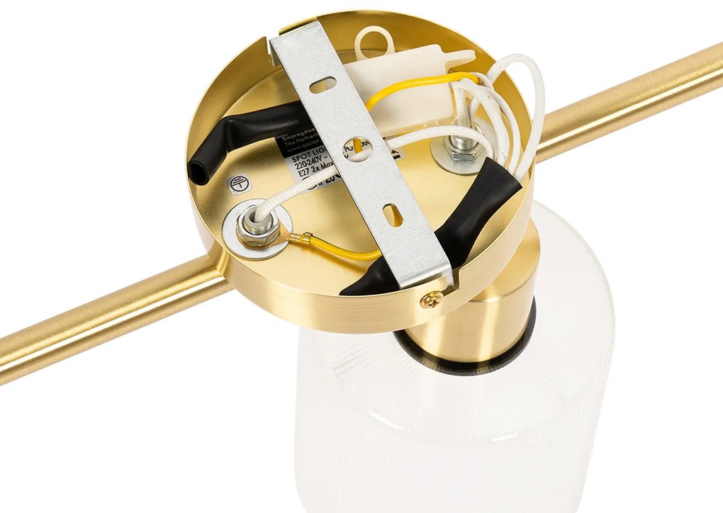 Stropné bodové svietidlo zlaté so sklom 3-svetlo nastaviteľné - Laura