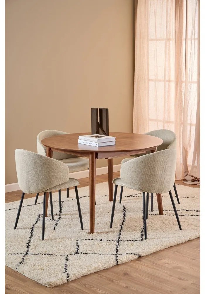 Okrúhly rozkladací jedálenský stôl s prídavnou doskou v dekore orecha ø 115 cm Montreux – Actona