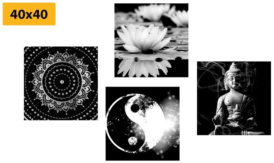 Set obrazov harmónia v čiernobielom prevedení