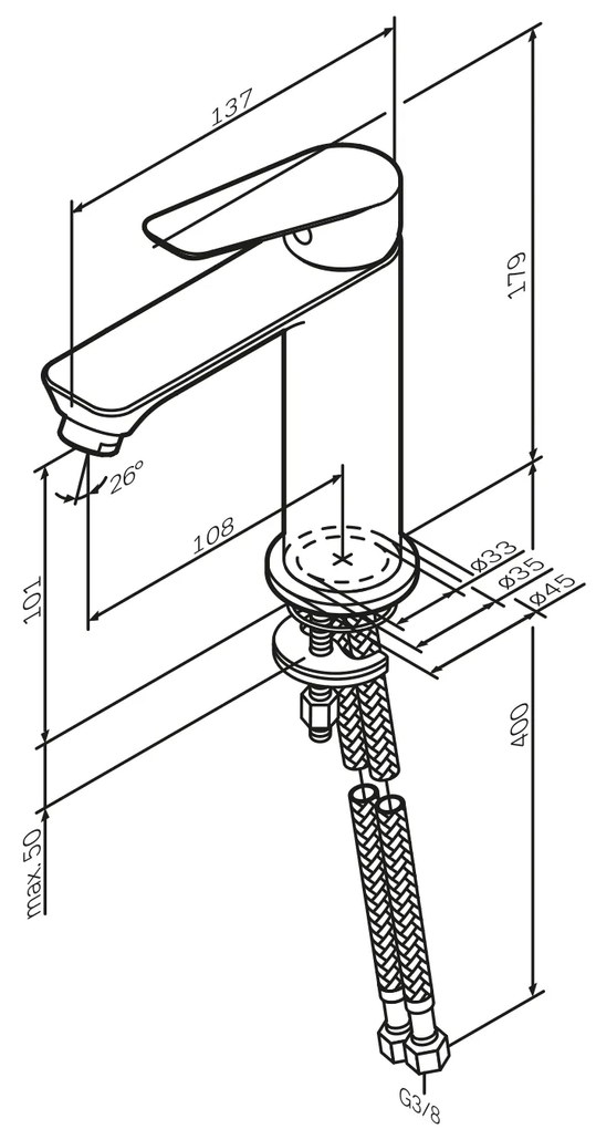 Umývadlová batéria AM.PM Hit FTA82233 jednopáková s odtokovým ventilom, biela