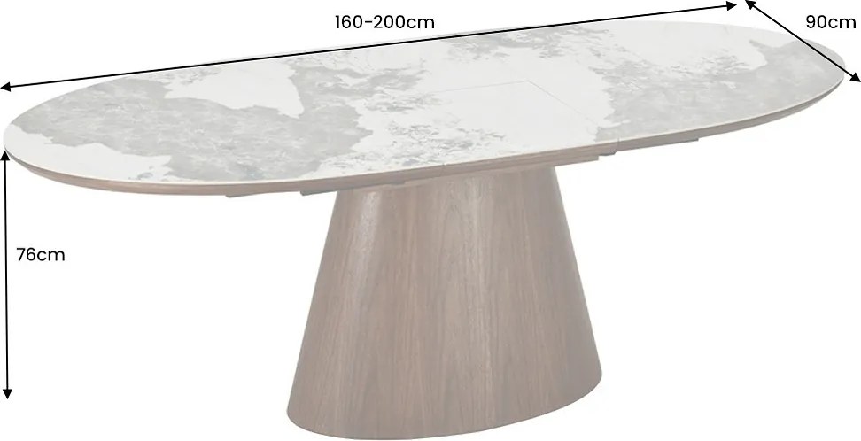 Oválny rozkladací jedálenský stôl Parthenia 160-200 cm prírodný kameň - II. Trieda
