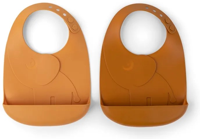 Done by Deer Set silikónových podbradníkov 2ks Peekaboo horčicová