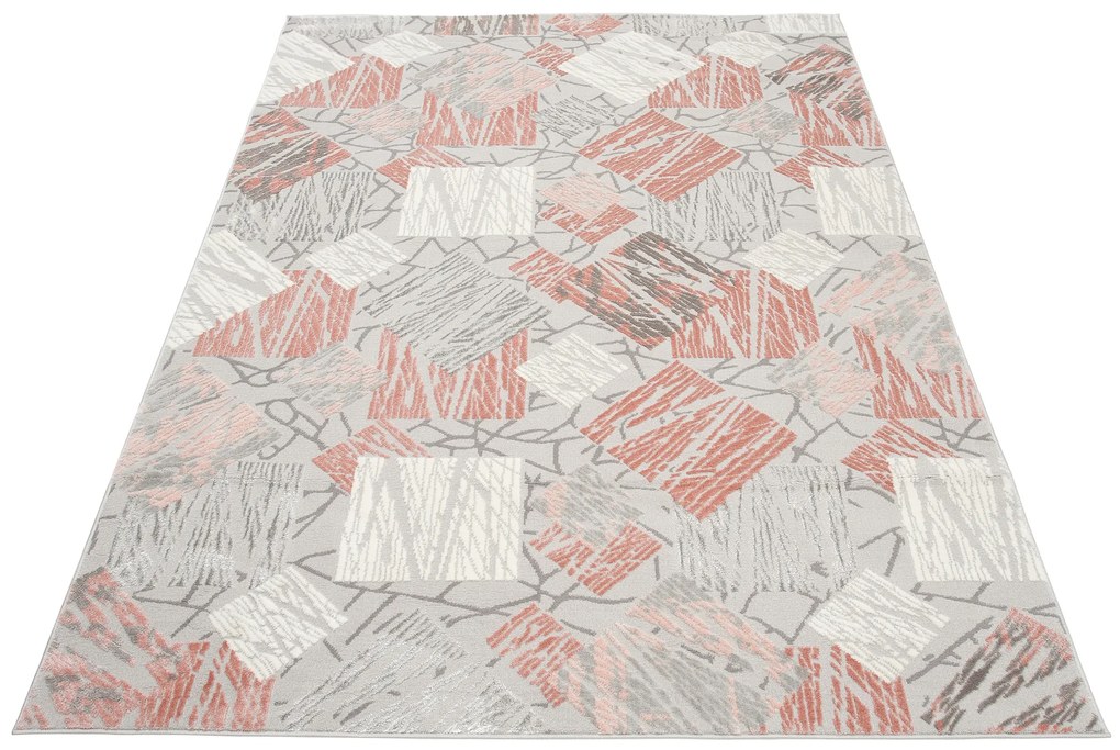 Koberec E464A LIGHT GRAY/DARK PINK ASTHANE Veľkosť: 300x400cm
