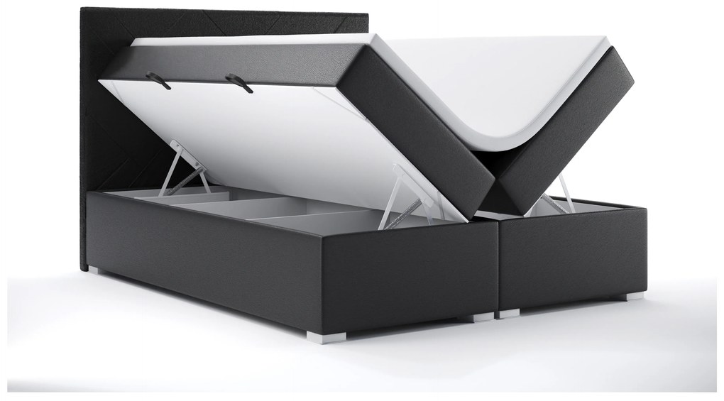 Manželská posteľ Boxspring 160 cm Melo (čierna ekokoža) (s úložným priestorom). Akcia -20%. Vlastná spoľahlivá doprava až k Vám domov. 1044178