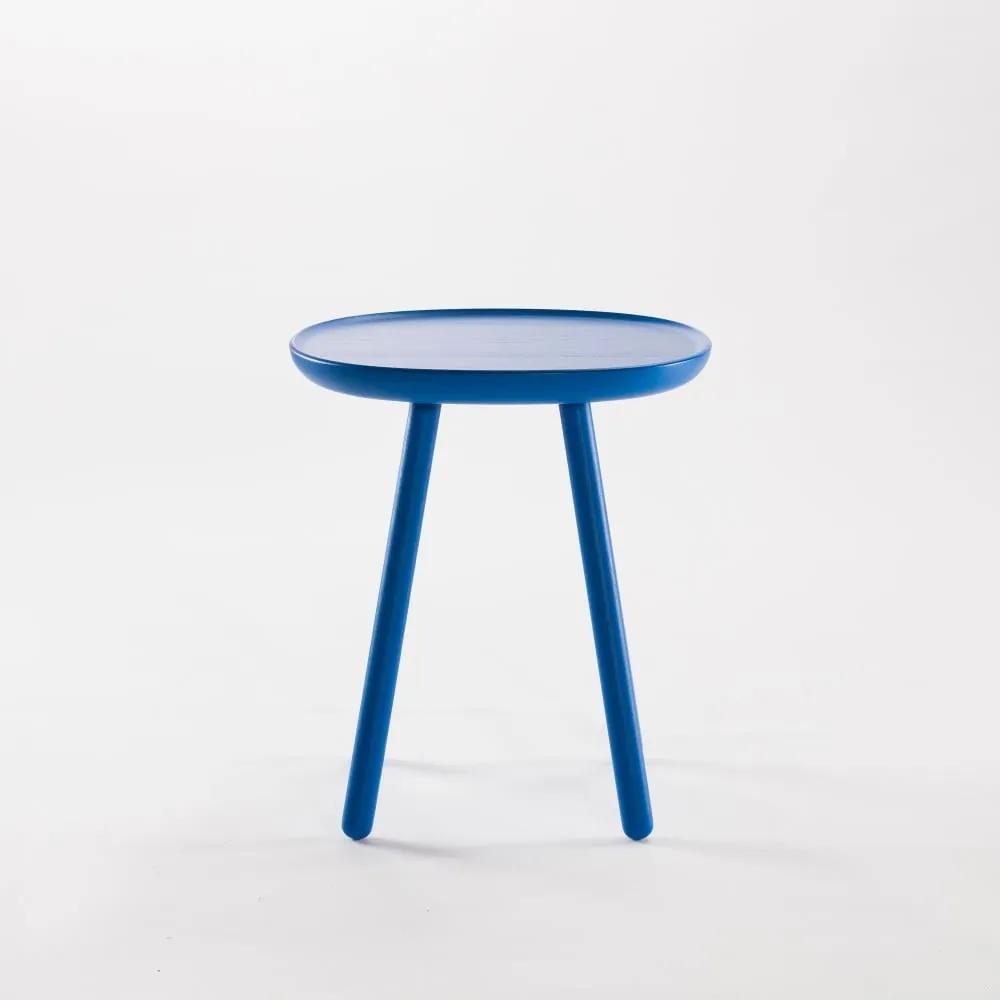 Modrý odkladací stolík z masívu EMKO Naïve Small, ø 45 cm