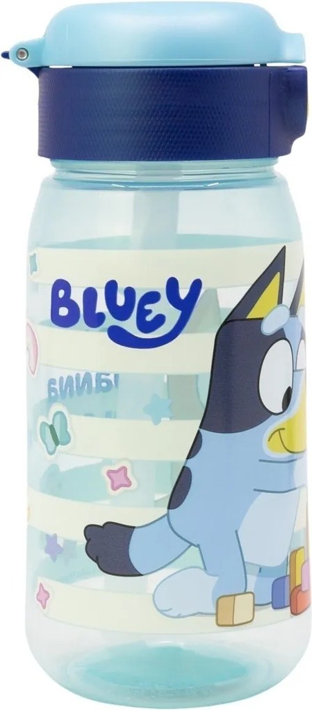 Plastová fľaša na pitie so slamkou a viečkom Bluey | Bez BPA, objem 510 ml
