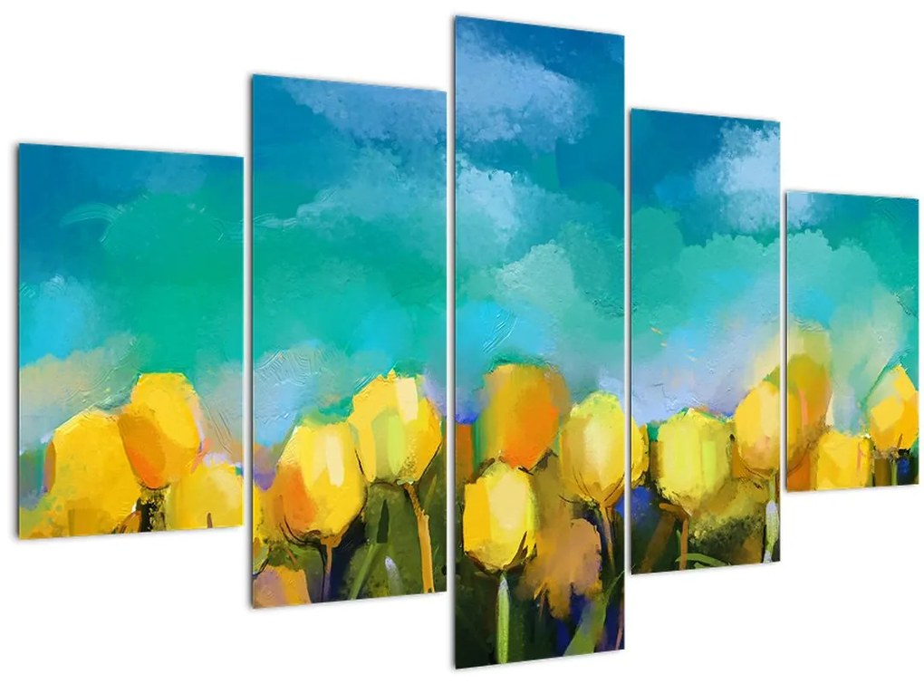 Obraz žltých tulipánov (150x105 cm)