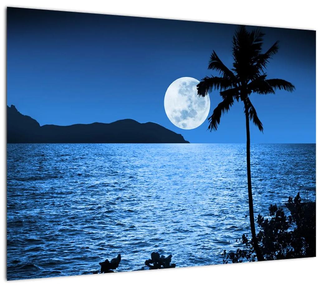 Sklenený obraz - Mesiac nad morskou hladinou (70x50 cm)