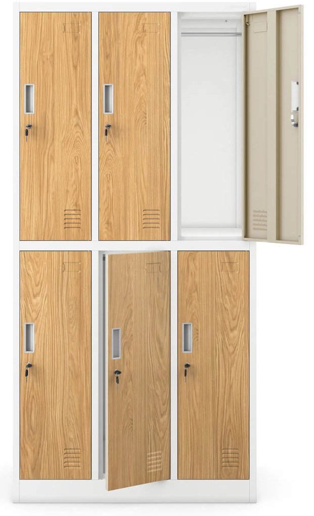 Sociálna pracovná skrinka biela/zlatý dub: Eco Design 6-dverová IGOR