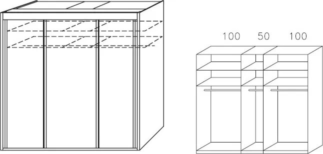 Šatníková skriňa Imperial, 250 cm, dub sonoma/biela