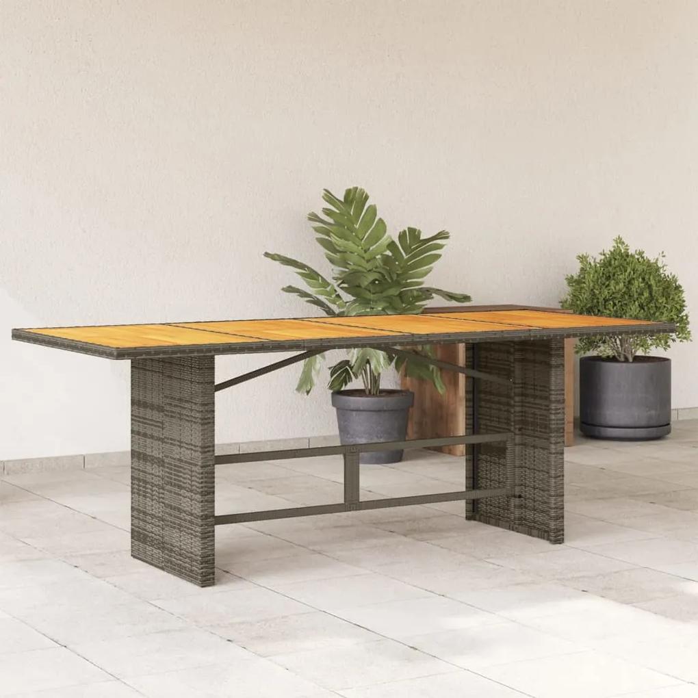Záhradný stôl s akáciovou doskou sivý 190x80x74 cm polyratan 365310