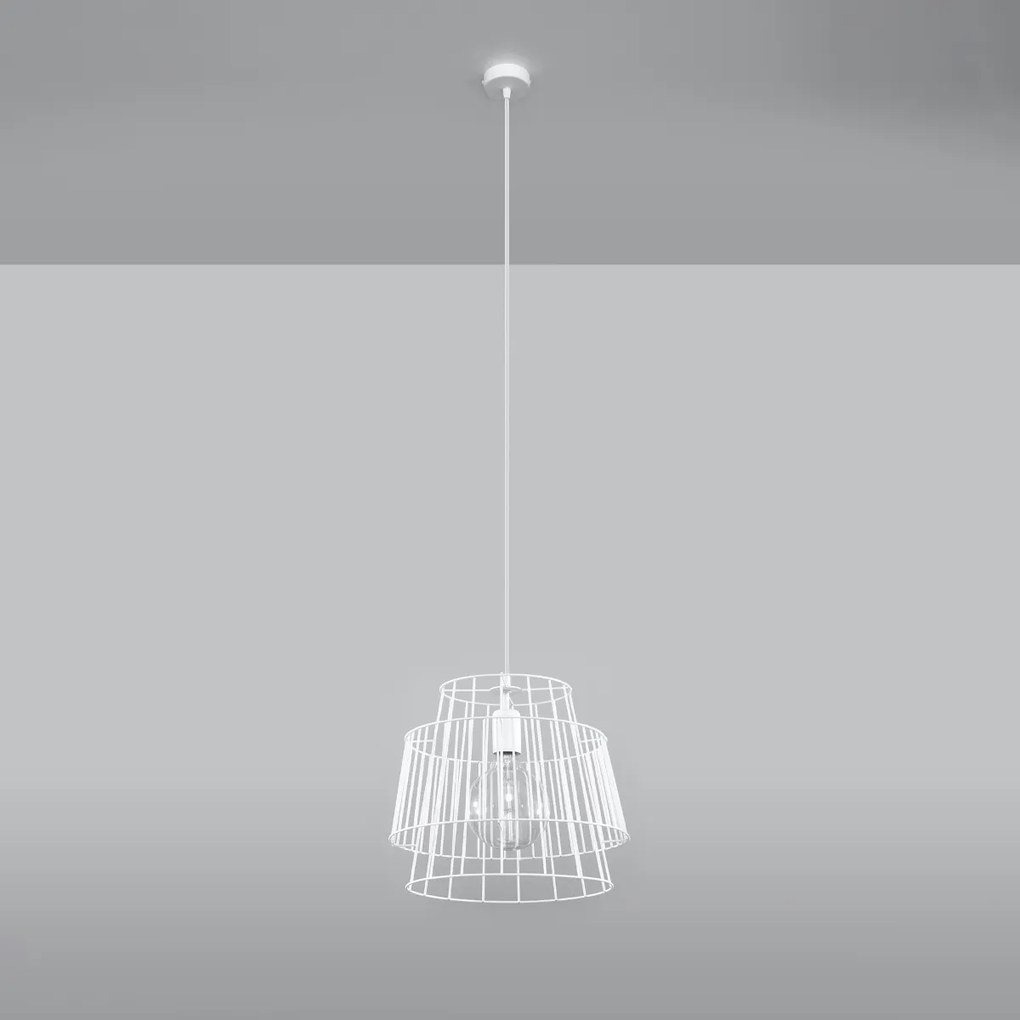 Závesné svietidlo Gate, 1x biele drôtené tienidlo