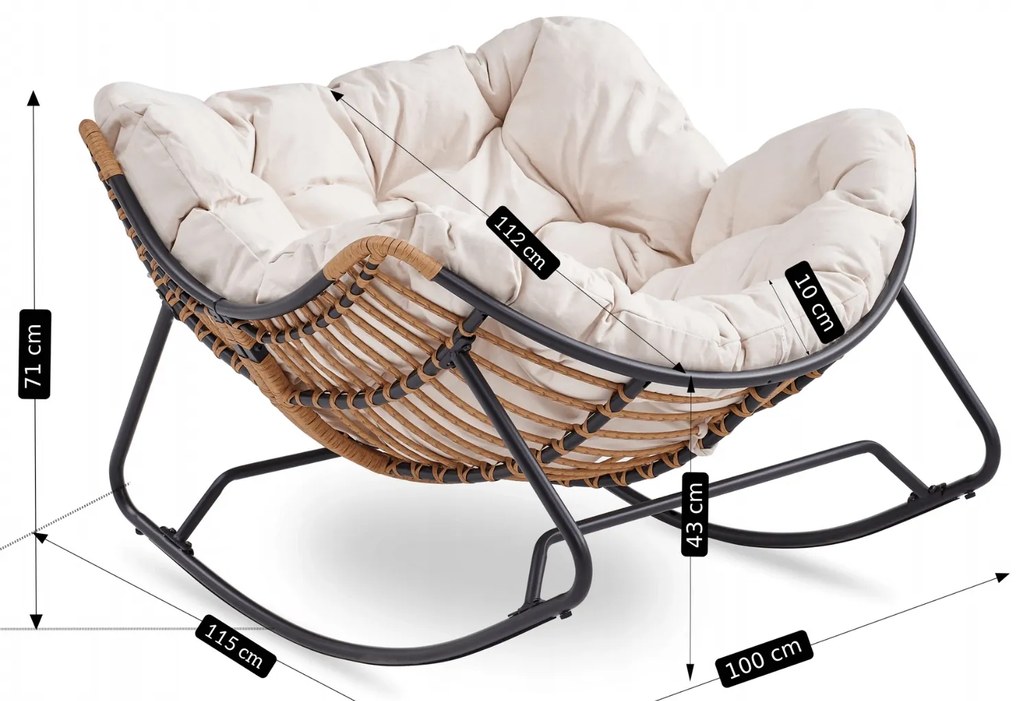 PROXIMA.store - Dizajnové hojdacie záhradné kreslo ELTON FARBA: béžová