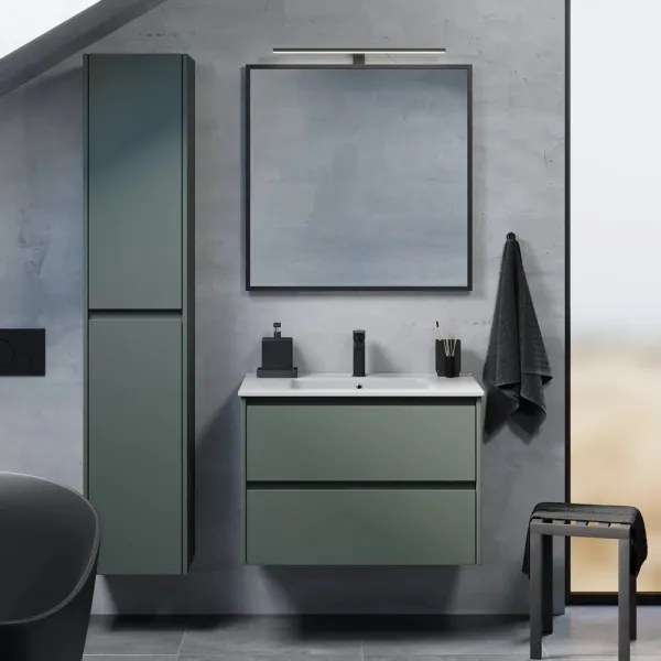 Kúpeľňová skrinka s umývadlom MOLDE 80 cm zelená