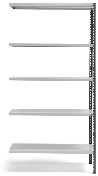 Policový kovový regál POWER, prídavná sekcia, 1970x1005x500 mm, tmavo šedý