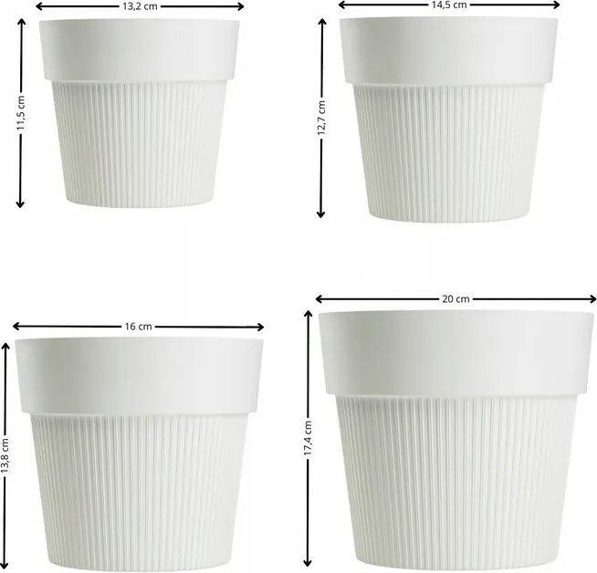 Sada 4 ks květináčů Silva Line krémová