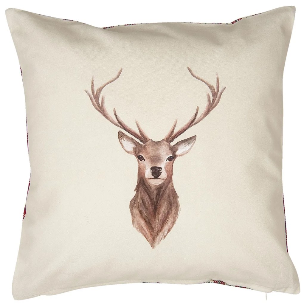 Béžový povlak na vankúš s jeleňom Cosy Lodge - 40 * 40 cm