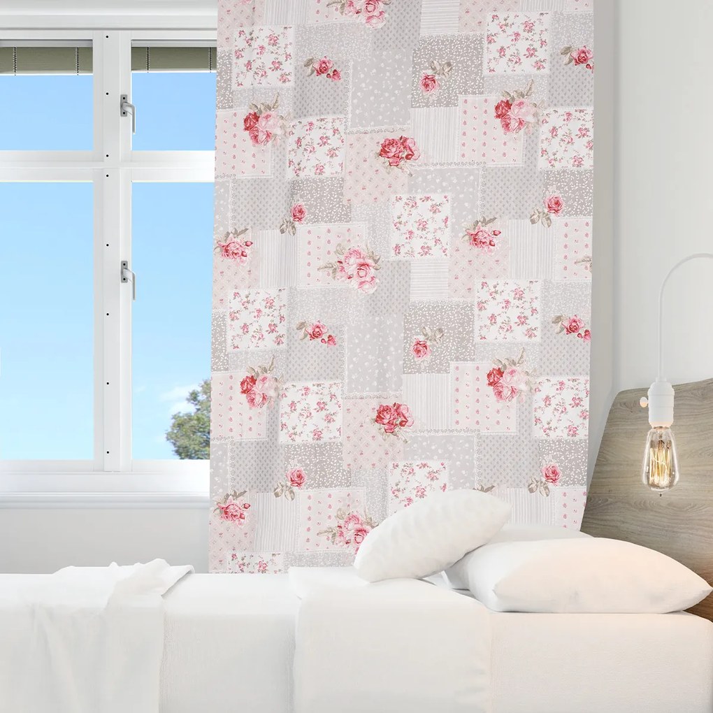 Dakls Záves Patchwork sivá, 140 x 250 cm