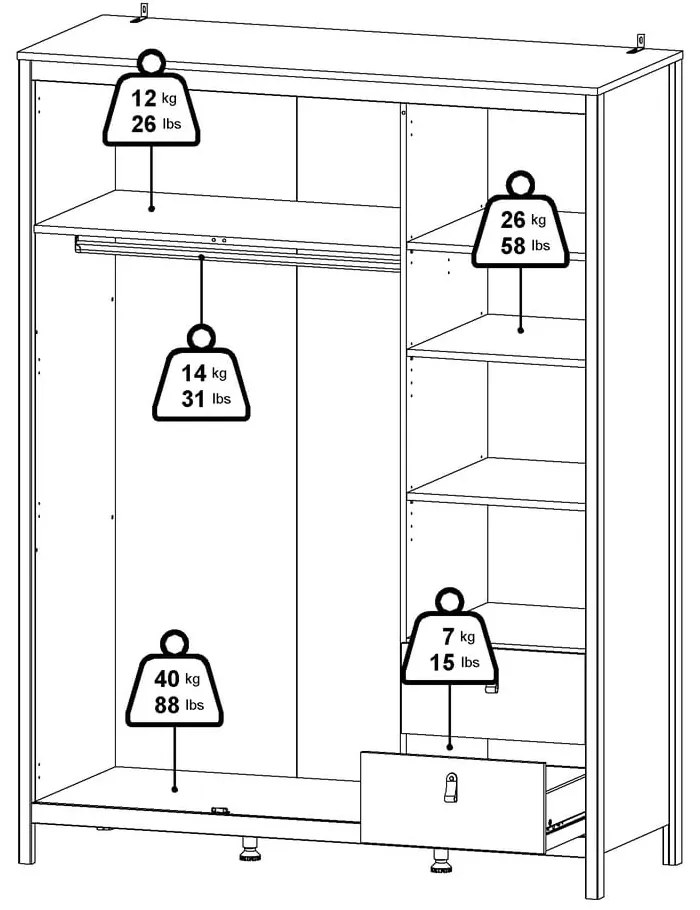 Čierna šatníková skriňa so zrkadlom 150x199x58 cm Madrid – Tvilum