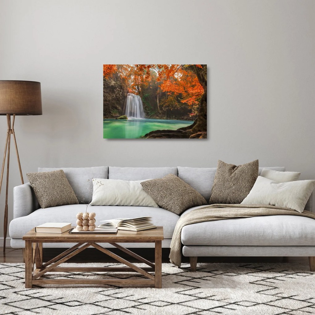 Sklenený obraz - Vodopád v Thajsku (70x50 cm)