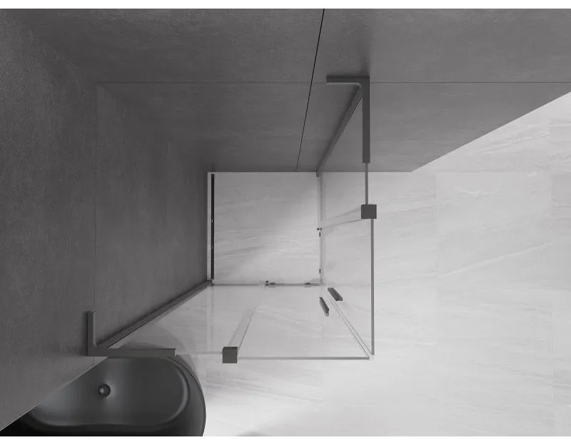 Mexen Velar L Duo, sprchový kút s posuvnými dverami 100 x 100 cm, 8mm číre sklo, brúsený grafit, 871-100-100-02-03-95