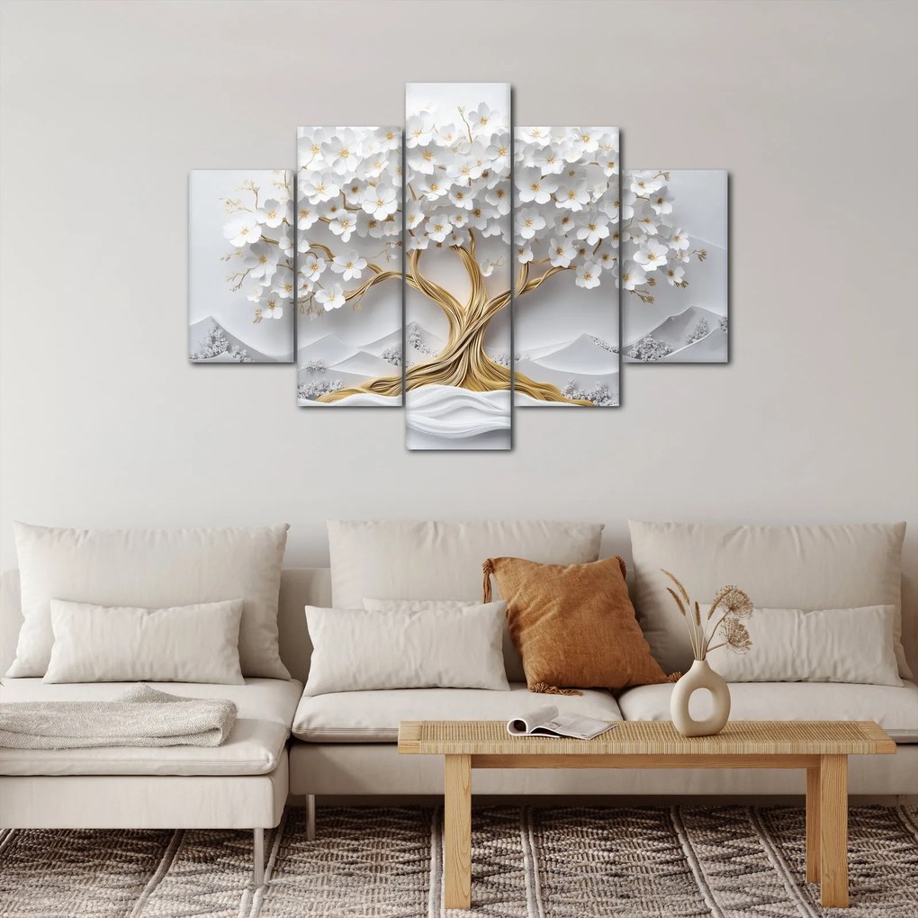 Obraz – 3D elegantný strom života plný kvetov (150x105 cm)