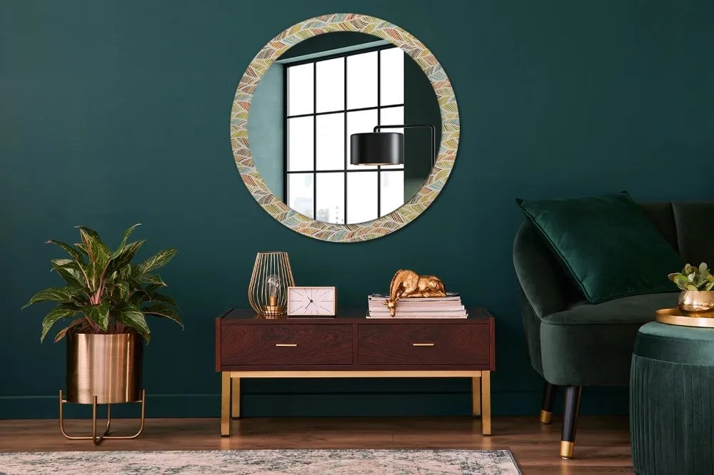 Okrúhle dekoračné zrkadlo s motívom Abstraktný fi 90 cm