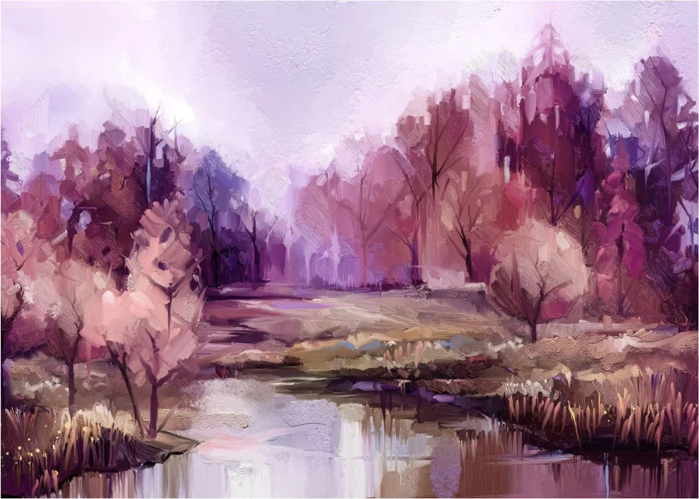 Sklenený obraz - Jesenná krajinomaľba (70x50 cm)
