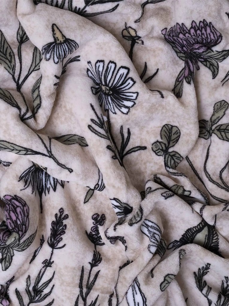 Baránková deka mikroplyš Exclusive 150 × 200 cm – Herbár béžový