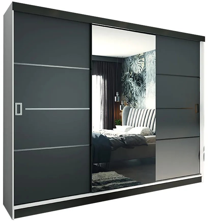 Skriňa Retro 200 4L biely / dvierka grafit