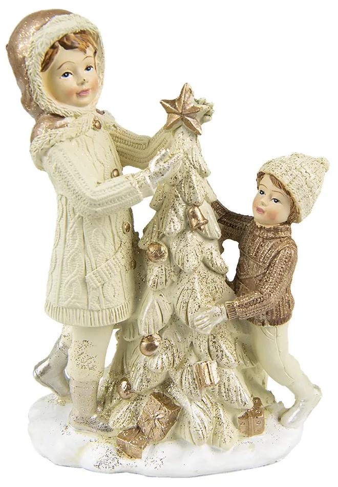 Vianočné dekorácie deti pri stromčeku - 10*5*14 cm