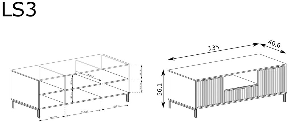 TV stolek LINKaSTYLE LS3 135 cm kašmír