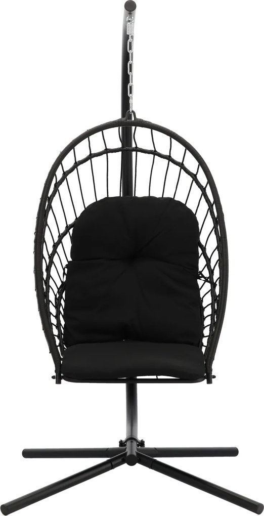 CH ERIS ČIERNA SKLADACIA ZÁVESNÁ STOLIČKA, VANKÚŠ – ČIERNY, RÁM – ČIERNY