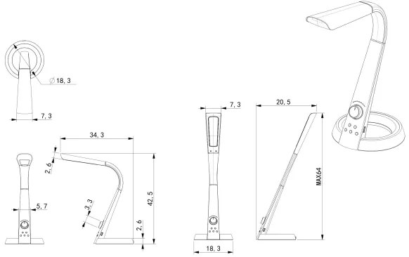 Globo 58376B - LED RGB Stmievateľná stolná lampa MITTI 1xLED/8W/230V + LED/2W