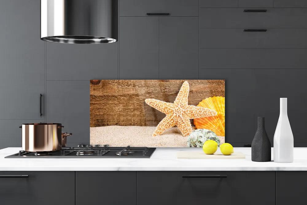 Sklenený obklad Do kuchyne Piesok hviezdica umenie 120x60 cm
